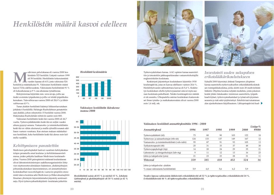 Vakinaisesta henkilöstöstä 91 % oli kokoaikaisessa ja 9 % osa-aikaisessa työsuhteessa. Rekrytoinnissa käytetään mm.