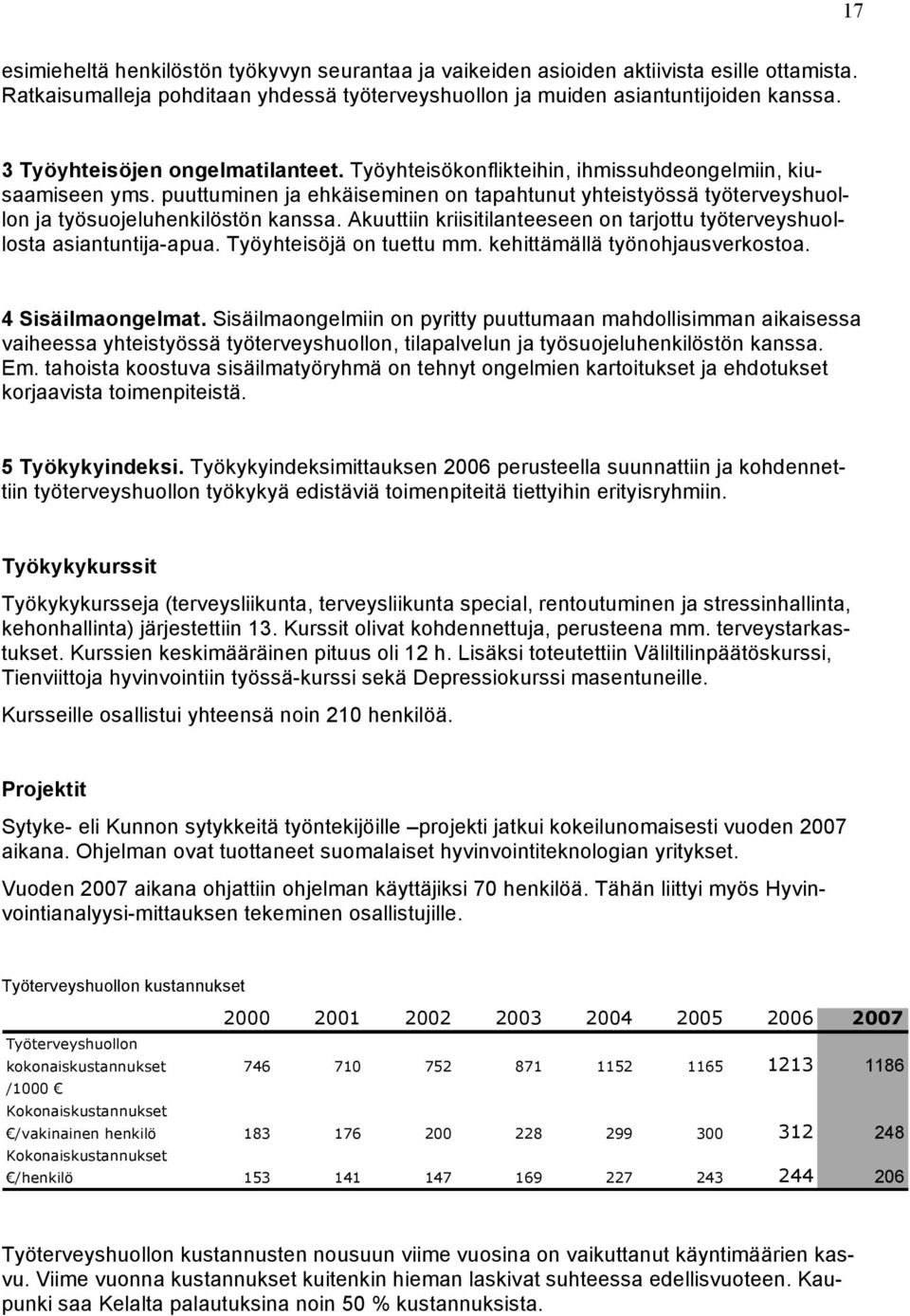 puuttuminen ja ehkäiseminen on tapahtunut yhteistyössä työterveyshuollon ja työsuojeluhenkilöstön kanssa. Akuuttiin kriisitilanteeseen on tarjottu työterveyshuollosta asiantuntija-apua.