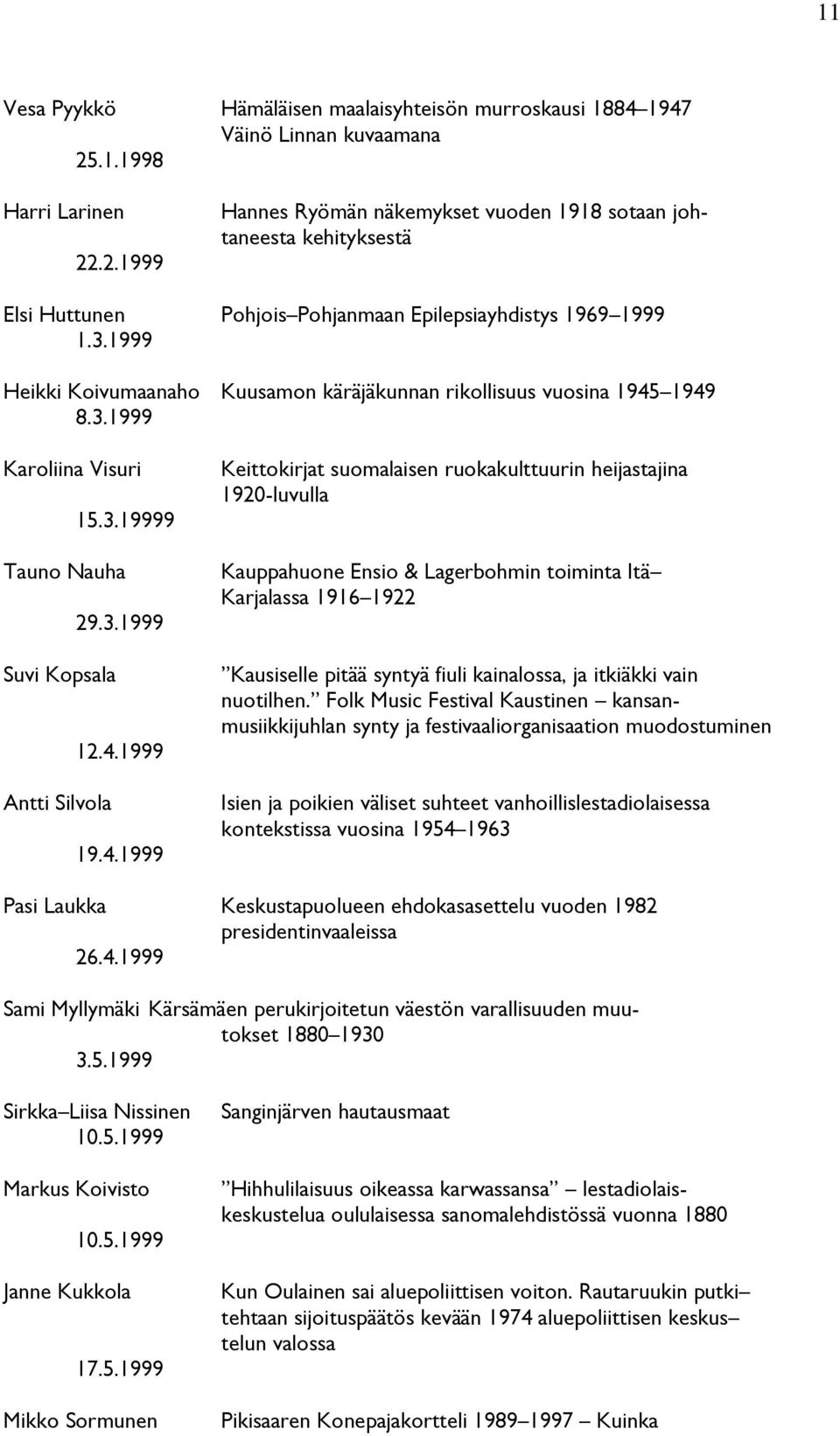 1999 Heikki Koivumaanaho Kuusamon käräjäkunnan rikollisuus vuosina 1945