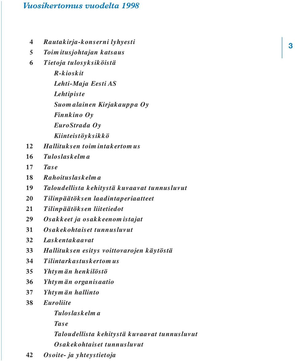 laadintaperiaatteet 21 Tilinpäätöksen liitetiedot 29 Osakkeet ja osakkeenomistajat 31 Osakekohtaiset tunnusluvut 32 Laskentakaavat 33 Hallituksen esitys voittovarojen käytöstä 34