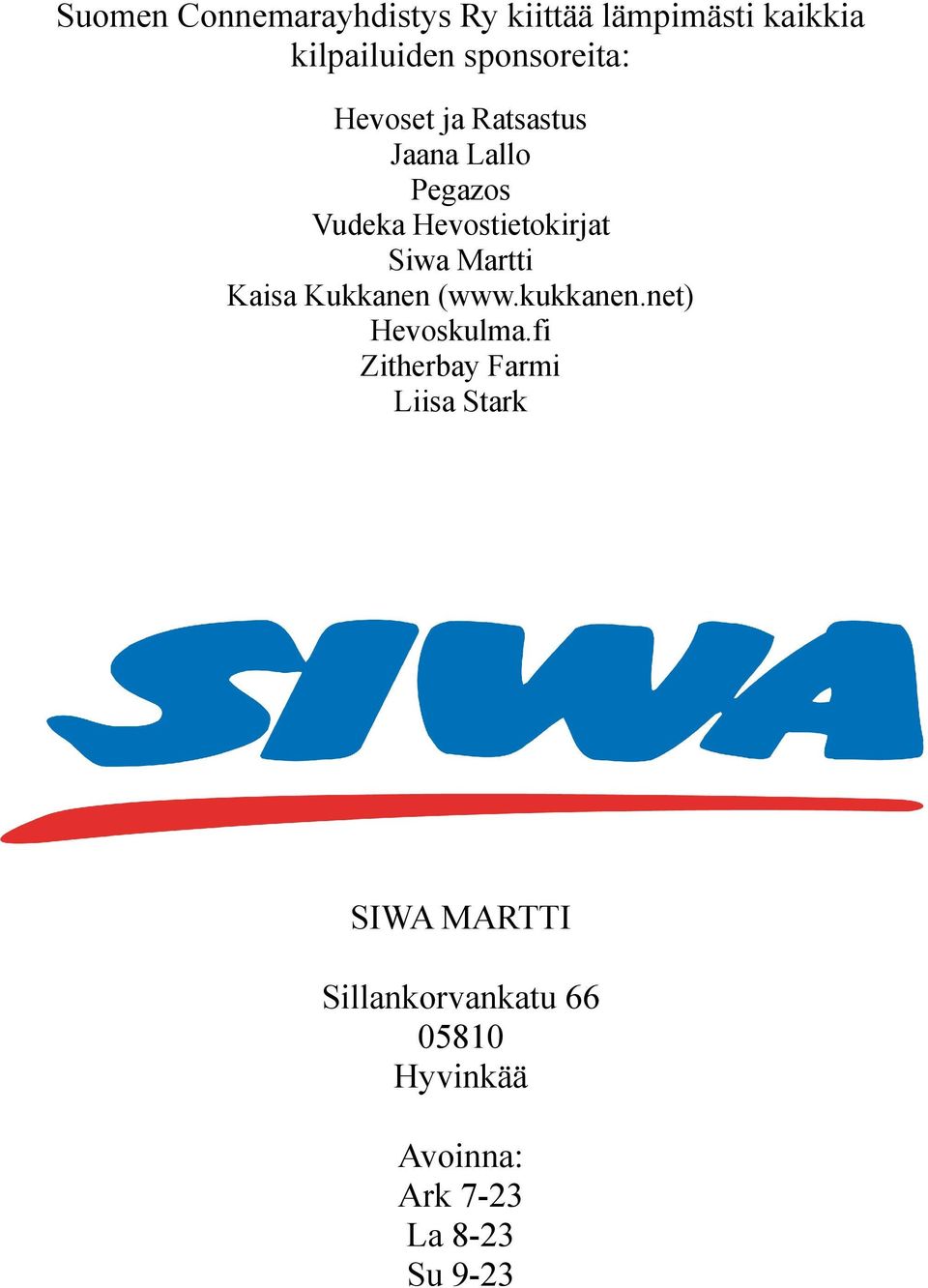 Siwa Martti Kaisa Kukkanen (www.kukkanen.net) Hevoskulma.