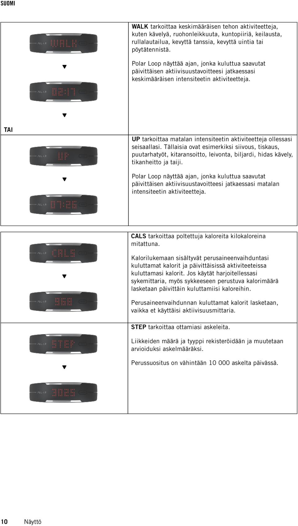 TAI UP tarkoittaa matalan intensiteetin aktiviteetteja ollessasi seisaallasi.