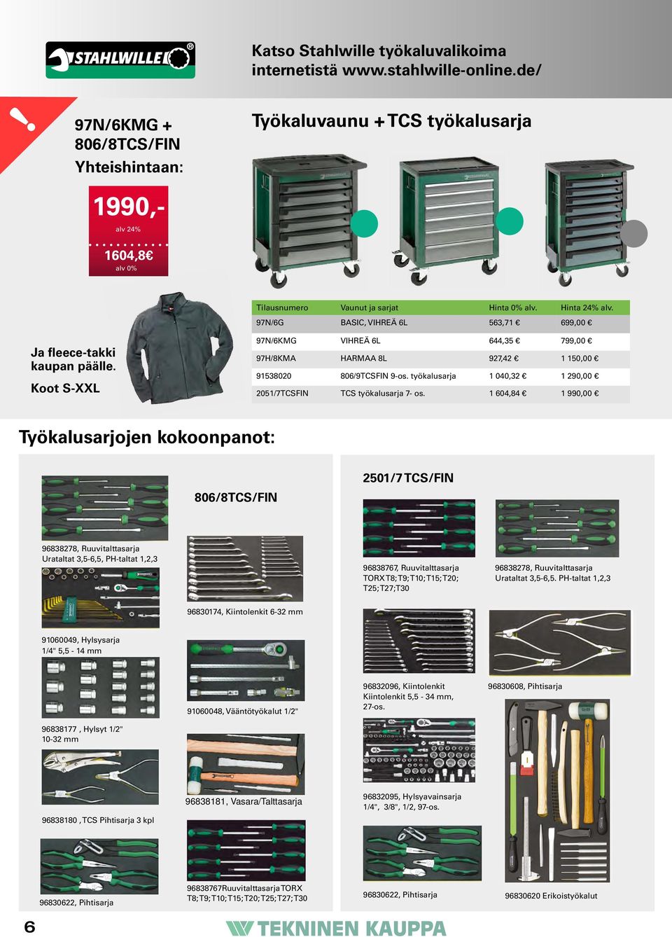 työkalusarja 1 040,32 1 290,00 20517TCSFIN TCS työkalusarja 7- os.