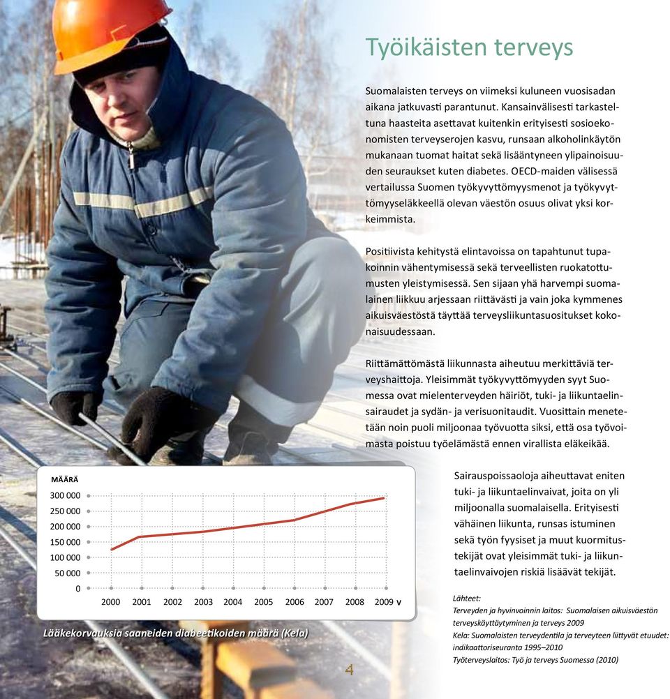 seuraukset kuten diabetes. OECD-maiden välisessä vertailussa Suomen työkyvyttömyysmenot ja työkyvyttömyyseläkkeellä olevan väestön osuus olivat yksi korkeimmista.
