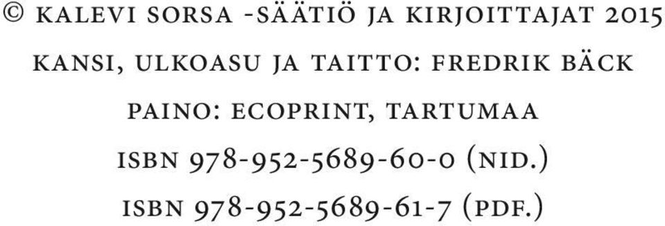 Paino: Ecoprint, Tartumaa ISBN