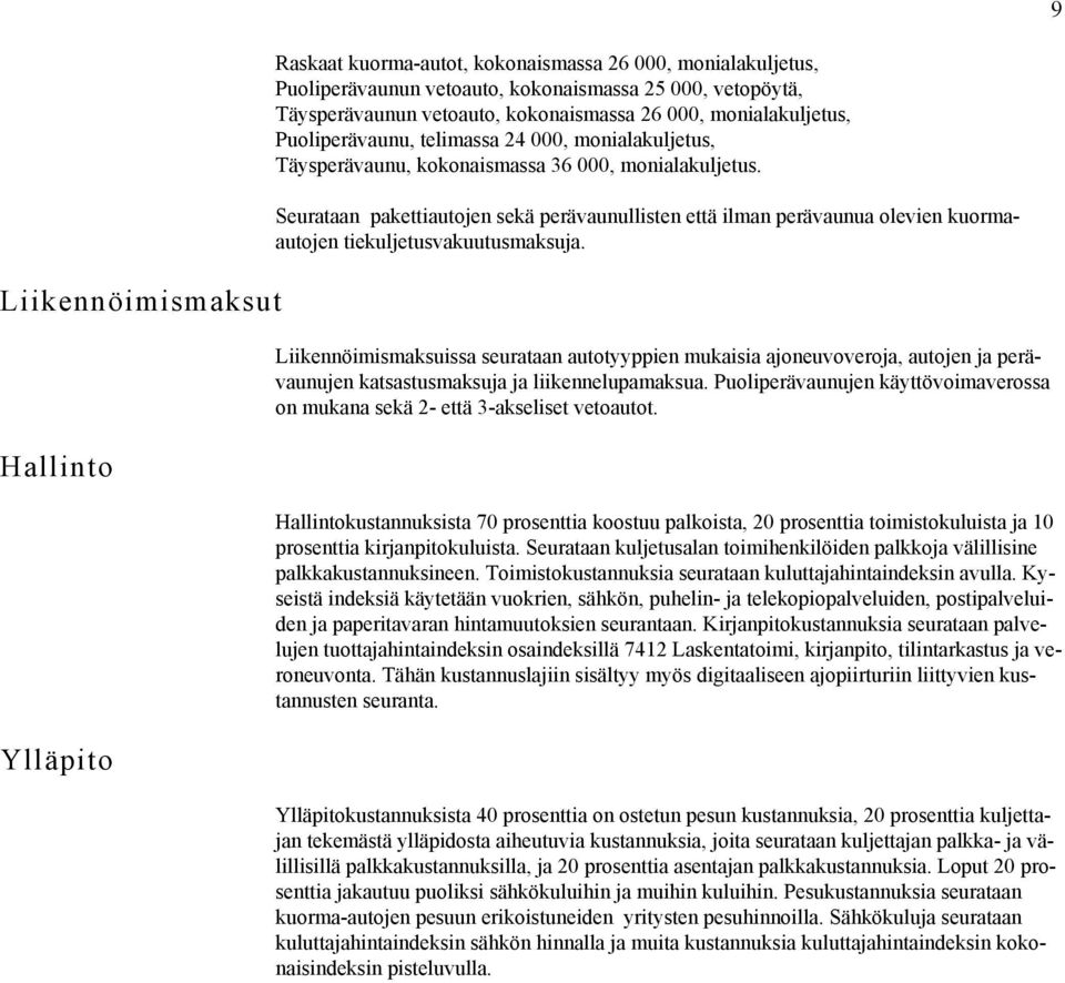 Seurataan pakettiautojen sekä perävaunullisten että ilman perävaunua olevien kuormaautojen tiekuljetusvakuutusmaksuja.