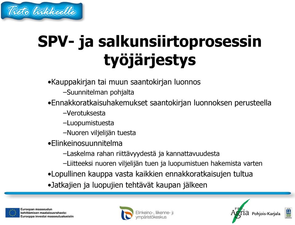 Elinkeinosuunnitelma Laskelma rahan riittävyydestä ja kannattavuudesta Liitteeksi nuoren viljelijän tuen ja