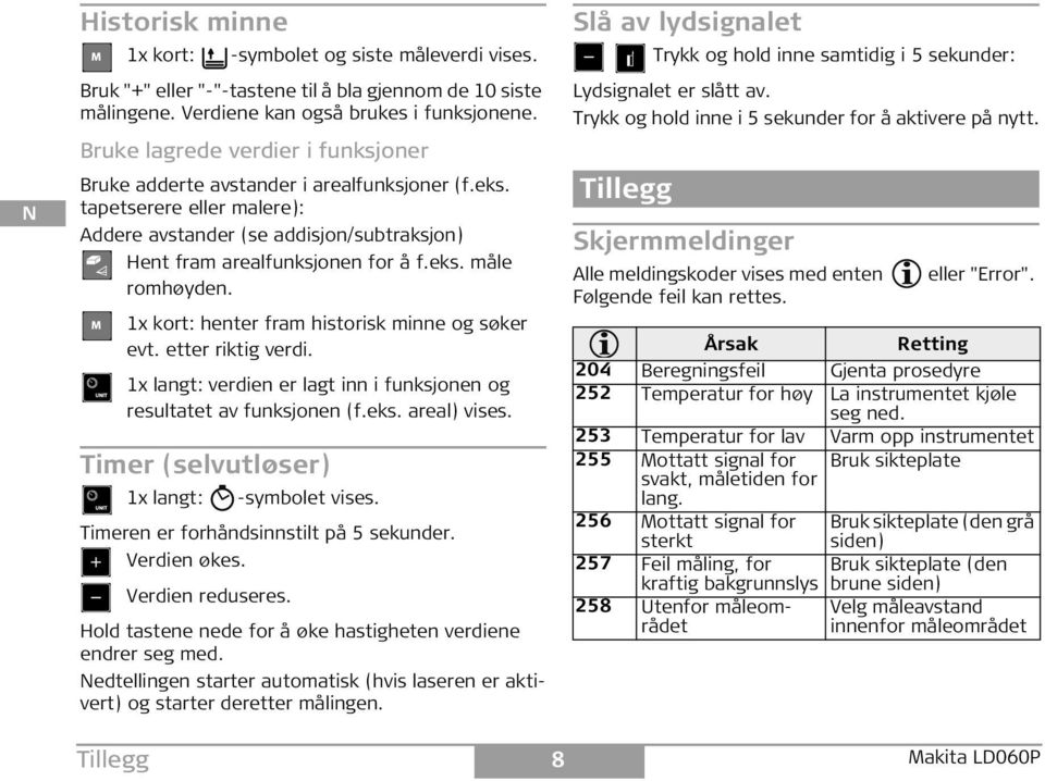 1x kort: henter fram historisk minne og søker evt. etter riktig verdi. 1x langt: verdien er lagt inn i funksjonen og resultatet av funksjonen (f.eks. areal) vises.