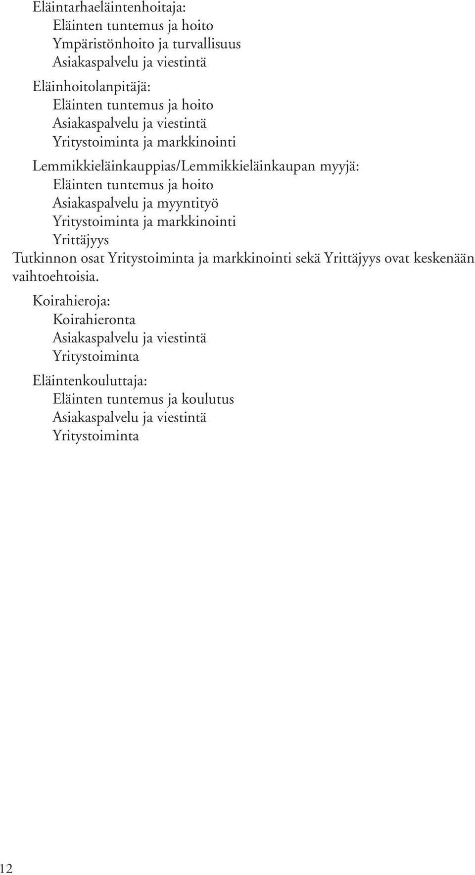ja myyntityö Yritystoiminta ja markkinointi Yrittäjyys Tutkinnon osat Yritystoiminta ja markkinointi sekä Yrittäjyys ovat keskenään vaihtoehtoisia.