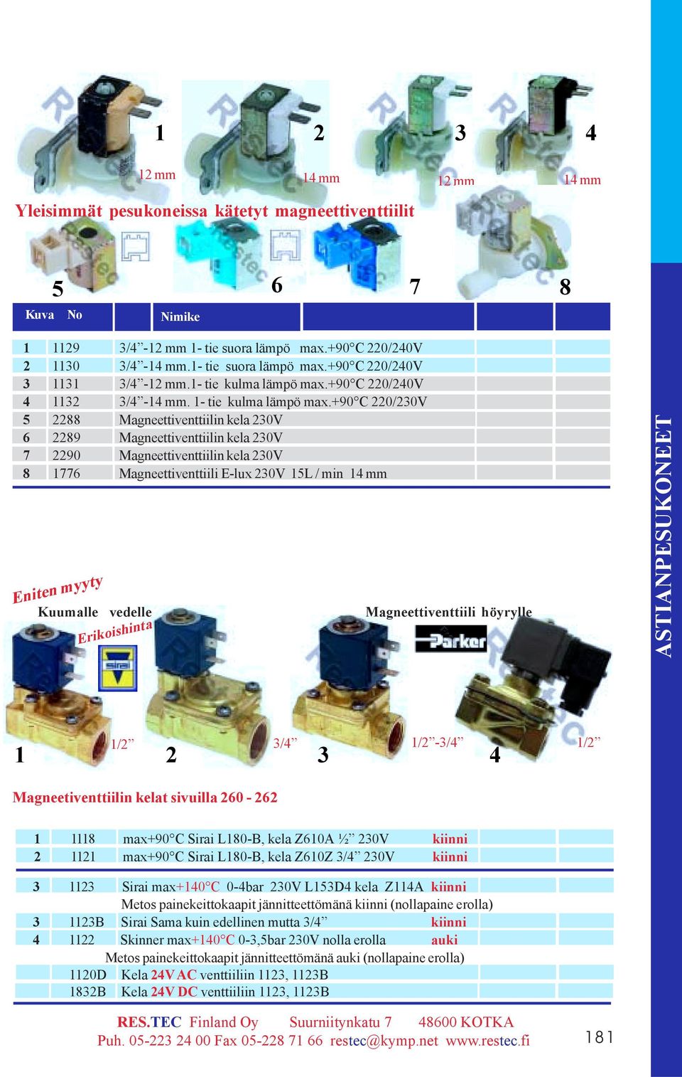 +90 C 220/20V 5 2288 Magneettiventtiilin kela 20V 6 2289 Magneettiventtiilin kela 20V 7 2290 Magneettiventtiilin kela 20V 8 1776 Magneettiventtiili E-lux 20V 15L / min 14 mm Eniten myyty Kuumalle