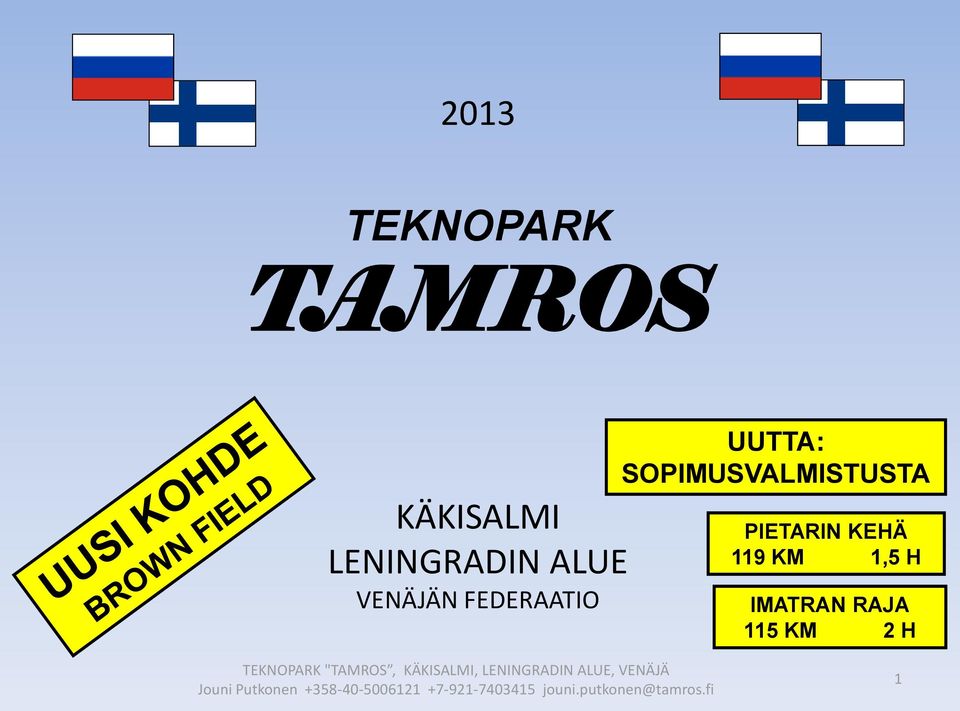 PIETARIN KEHÄ 119 KM 1,5 H IMATRAN RAJA 115 KM 2 H