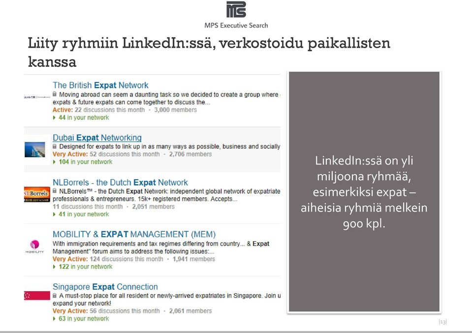 LinkedIn:ssä on yli miljoona ryhmää,