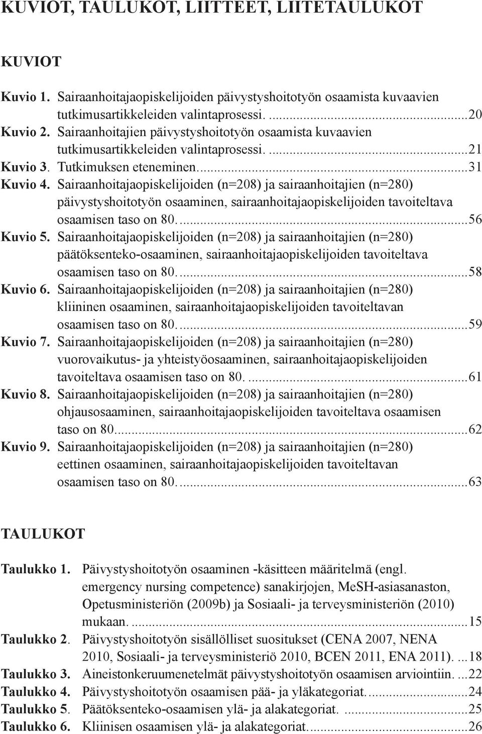 Sairaanhoitajaopiskelijoiden (n=208) ja sairaanhoitajien (n=280) päivystyshoitotyön osaaminen, sairaanhoitajaopiskelijoiden tavoiteltava osaamisen taso on 80...56 Kuvio 5.