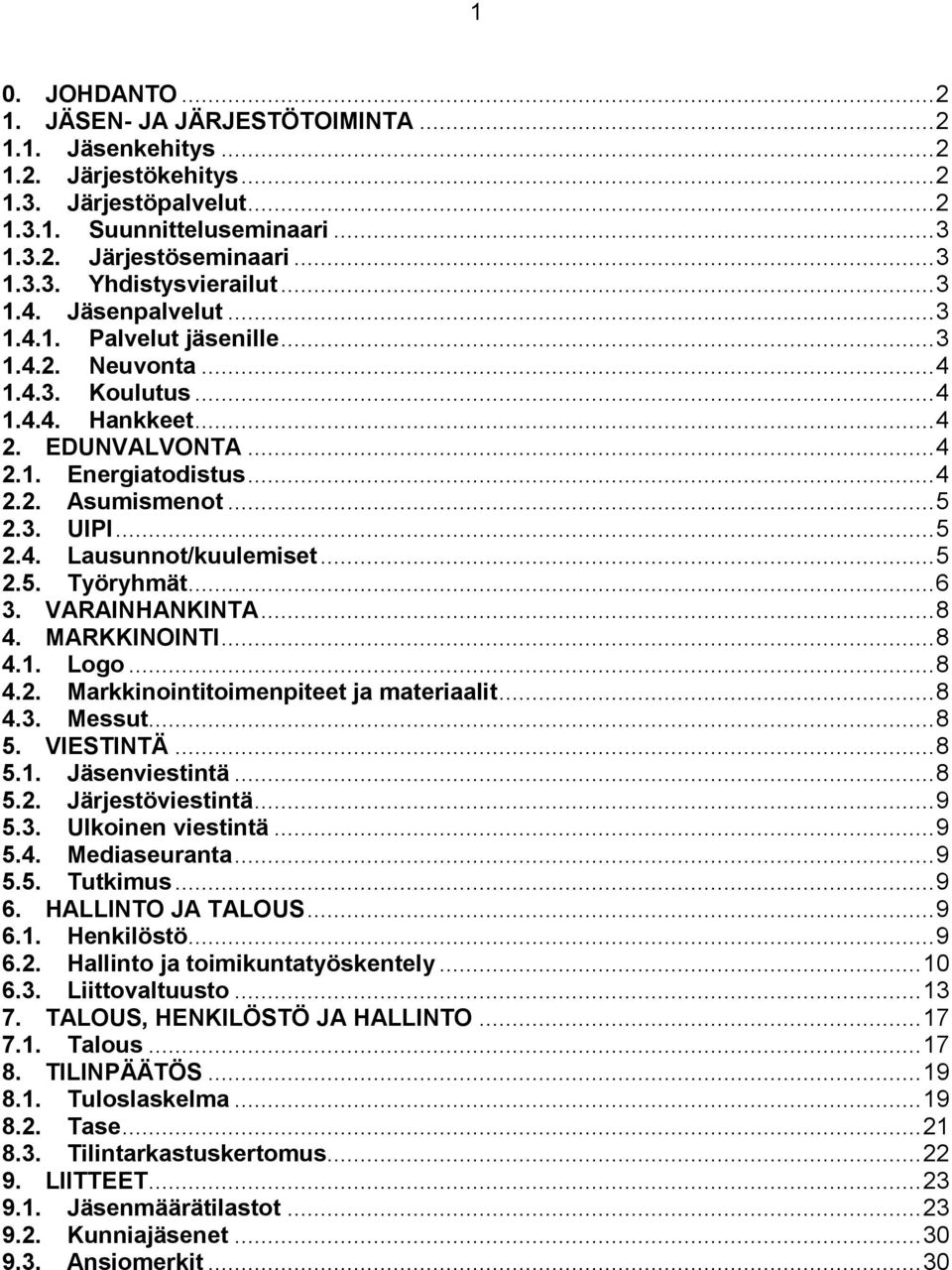 .. 5 2.4. Lausunnot/kuulemiset... 5 2.5. Työryhmät... 6 3. VARAINHANKINTA... 8 4. MARKKINOINTI... 8 4.1. Logo... 8 4.2. Markkinointitoimenpiteet ja materiaalit... 8 4.3. Messut... 8 5. VIESTINTÄ... 8 5.1. Jäsenviestintä.