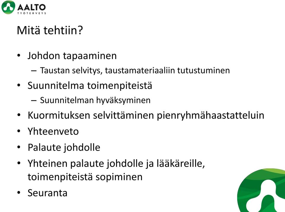 Suunnitelma toimenpiteistä Suunnitelman hyväksyminen Kuormituksen