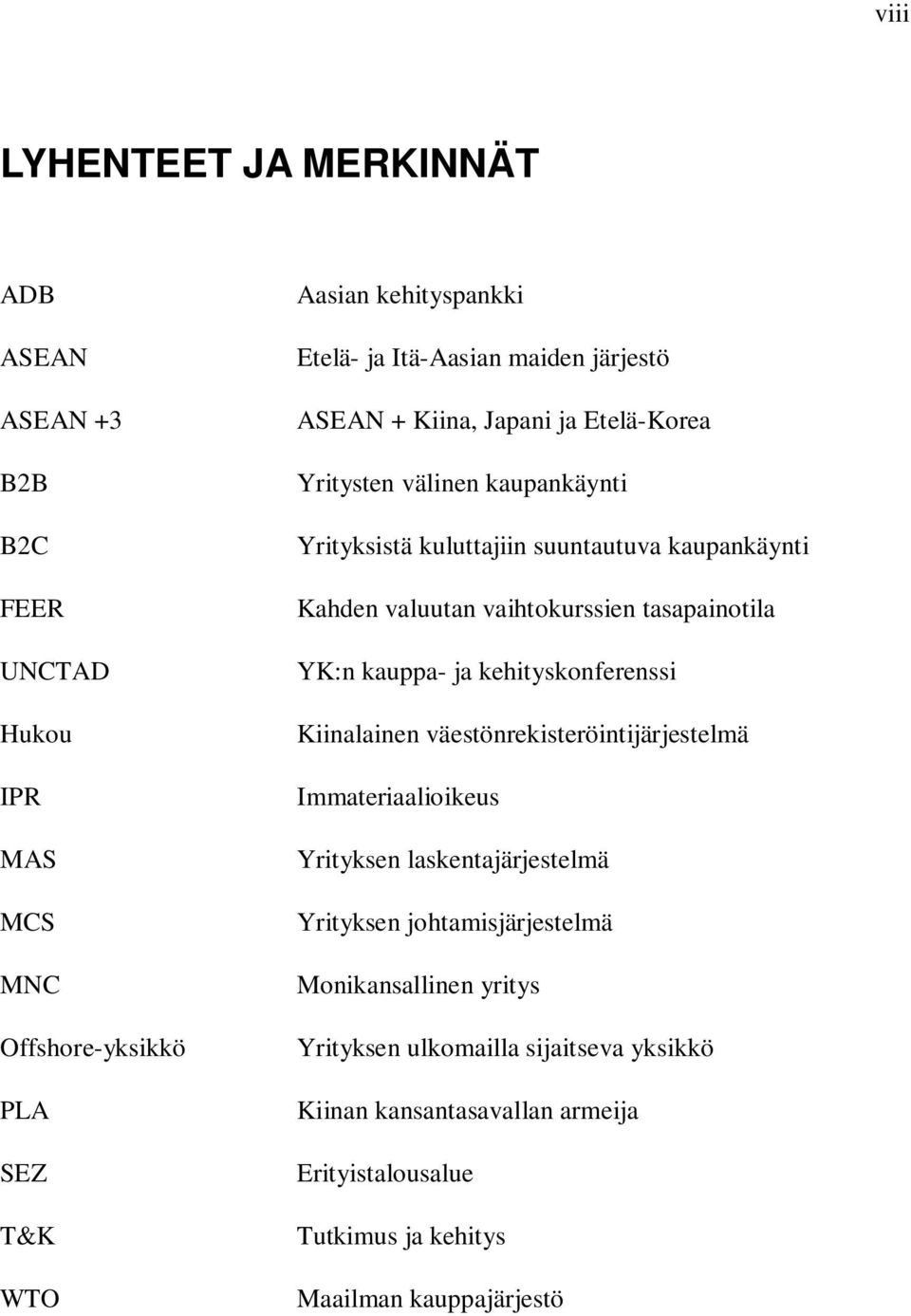 tasapainotila YK:n kauppa- ja kehityskonferenssi Kiinalainen väestönrekisteröintijärjestelmä Immateriaalioikeus Yrityksen laskentajärjestelmä Yrityksen