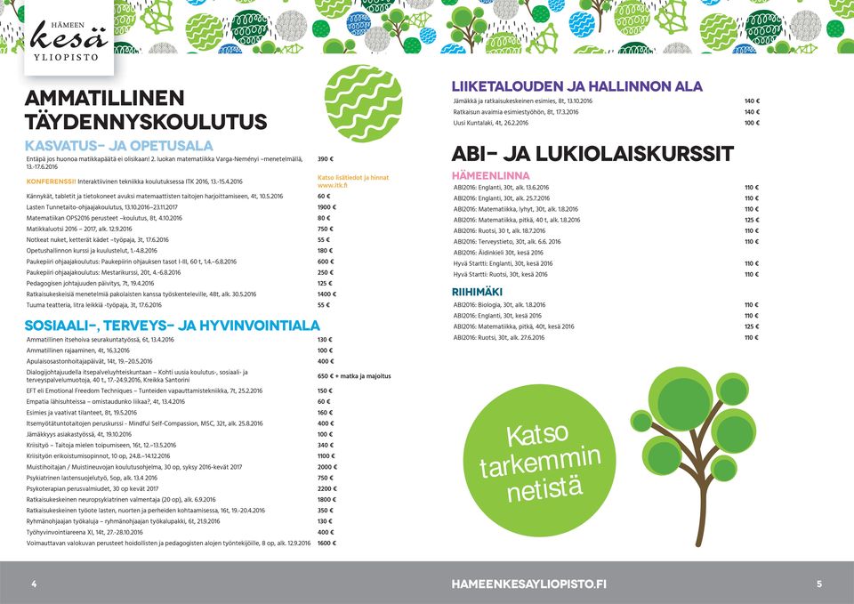 10.2016 23.11.2017 1900 Matematiikan OPS2016 perusteet koulutus, 8t, 4.10.2016 80 Matikkaluotsi 2016 2017, alk. 12.9.2016 750 Notkeat nuket, ketterät kädet työpaja, 3t, 17.6.2016 55 Opetushallinnon kurssi ja kuulustelut, 1.