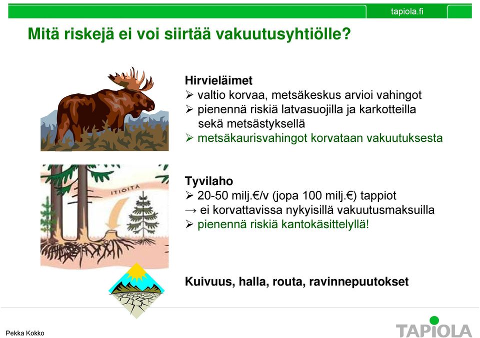 karkotteilla sekä metsästyksellä metsäkaurisvahingot korvataan vakuutuksesta Tyvilaho 20-50 milj.