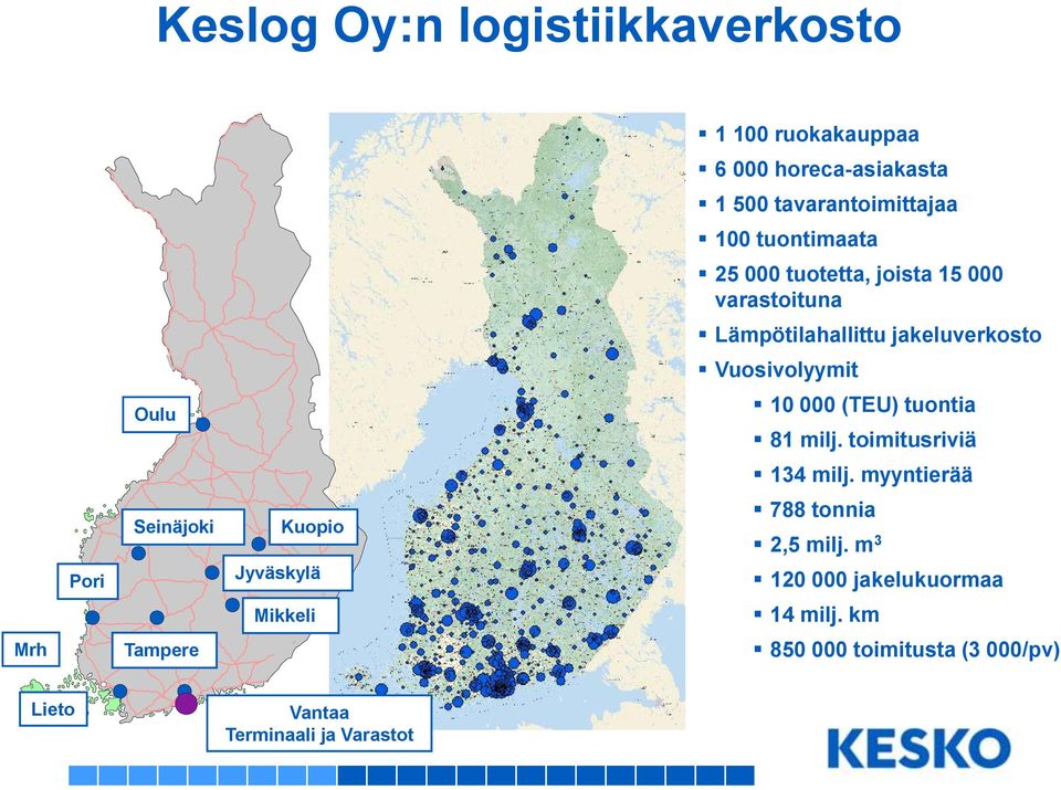 000 (TEU) tuontia 81 milj. toimitusriviä 134 milj.