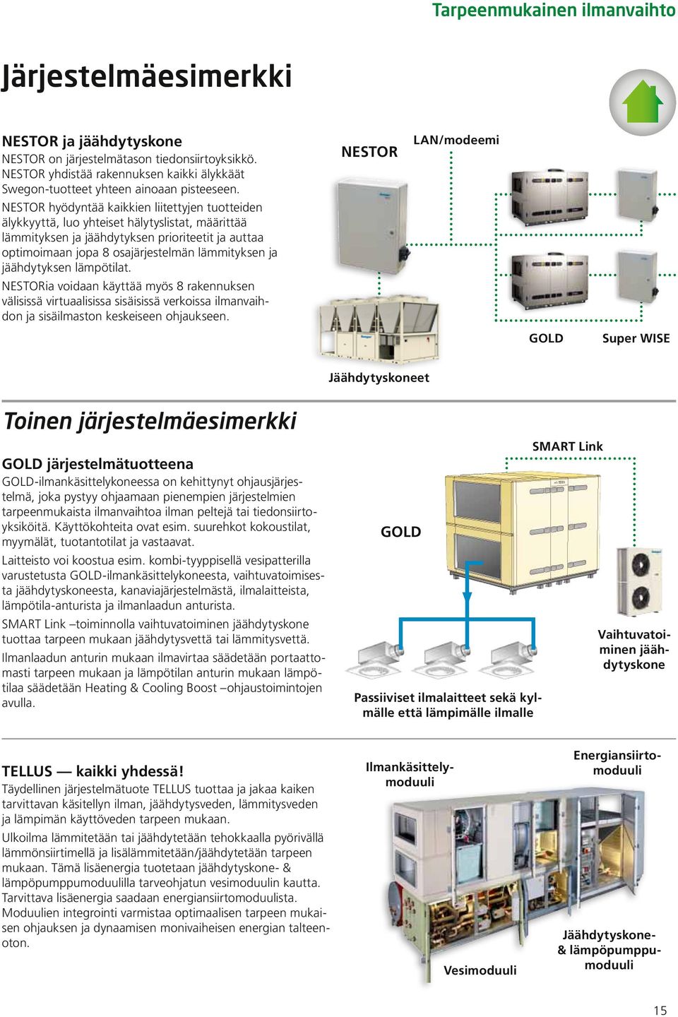 NESTOR hyödyntää kaikkien liitettyjen tuotteiden älykkyyttä, luo yhteiet hälytylitat, määrittää lämmityken ja jäähdytyken prioriteetit ja auttaa optimoimaan jopa 8 oajärjetelmän lämmityken ja