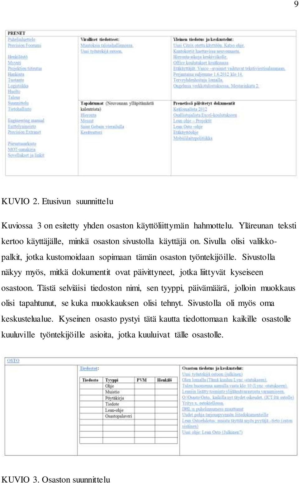 Sivustolla näkyy myös, mitkä dokumentit ovat päivittyneet, jotka liittyvät kyseiseen osastoon.