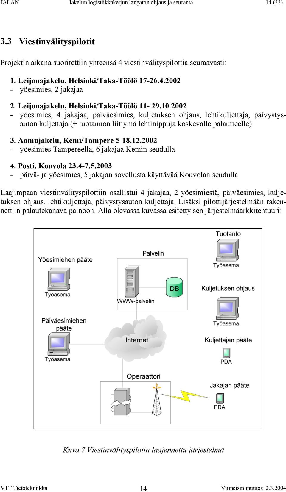 2002 - yöesimies, 4 jakajaa, päiväesimies, kuljetuksen ohjaus, lehtikuljettaja, päivystysauton kuljettaja (+ tuotannon liittymä lehtinippuja koskevalle palautteelle) 3. Aamujakelu, Kemi/Tampere 5-18.