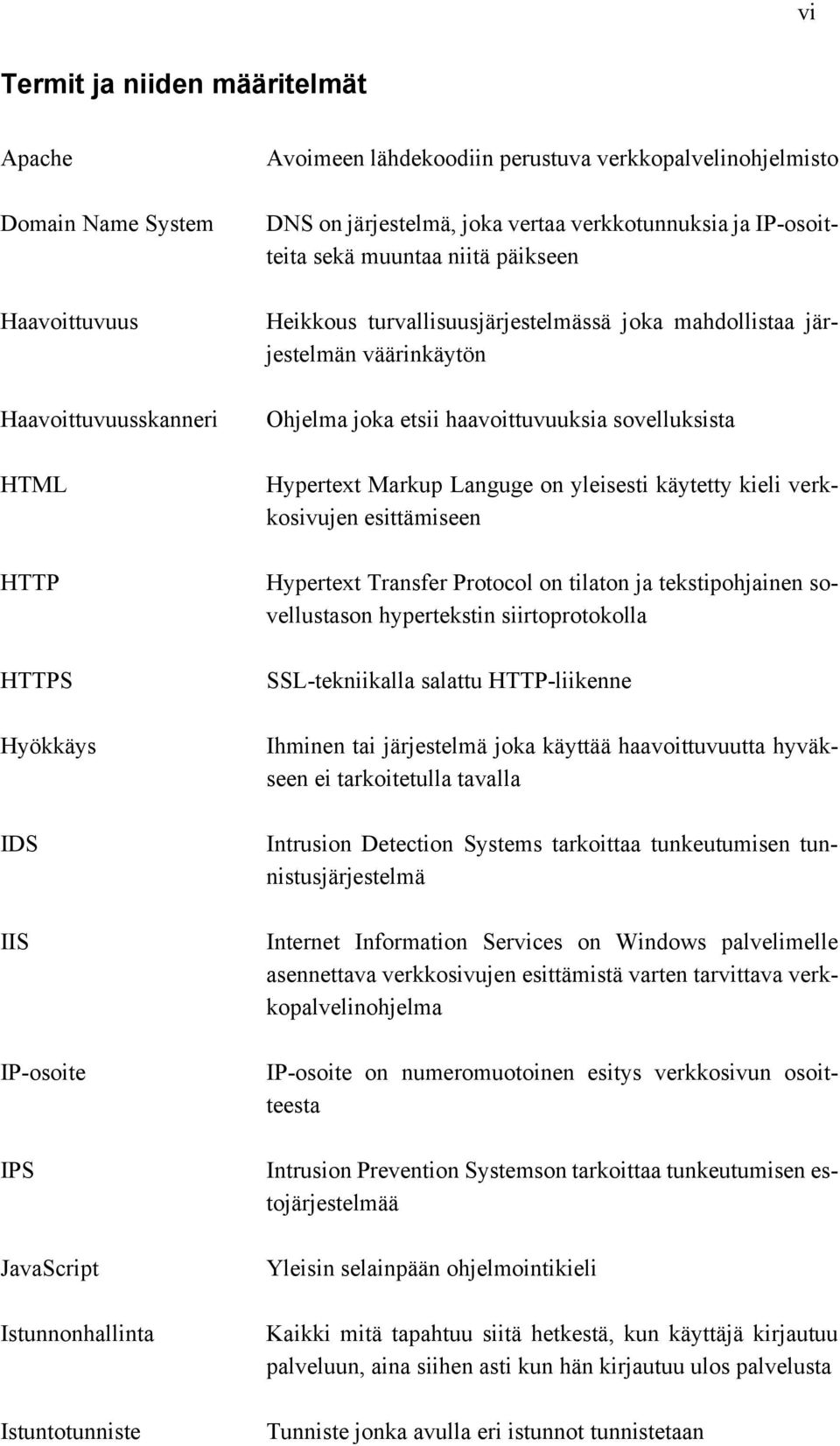 järjestelmän väärinkäytön Ohjelma joka etsii haavoittuvuuksia sovelluksista Hypertext Markup Languge on yleisesti käytetty kieli verkkosivujen esittämiseen Hypertext Transfer Protocol on tilaton ja