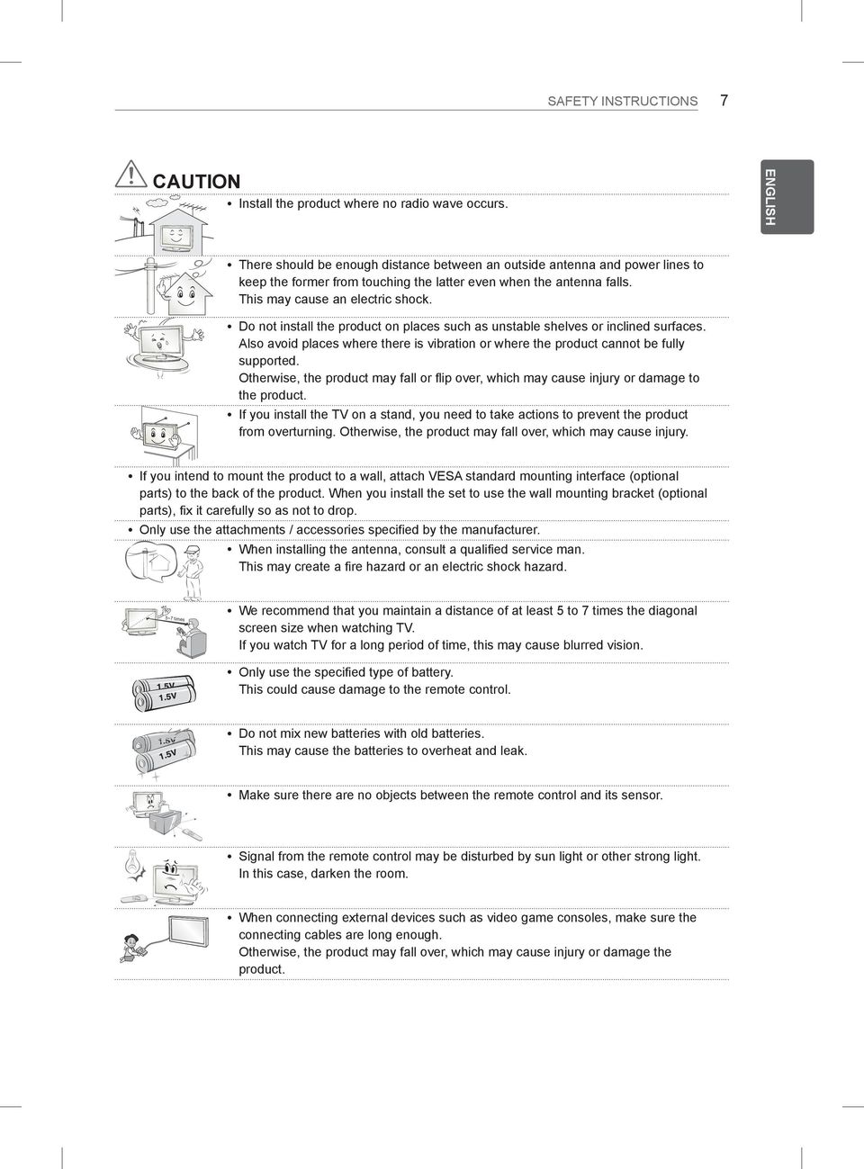 ydo not install the product on places such as unstable shelves or inclined surfaces. Also avoid places where there is vibration or where the product cannot be fully supported.