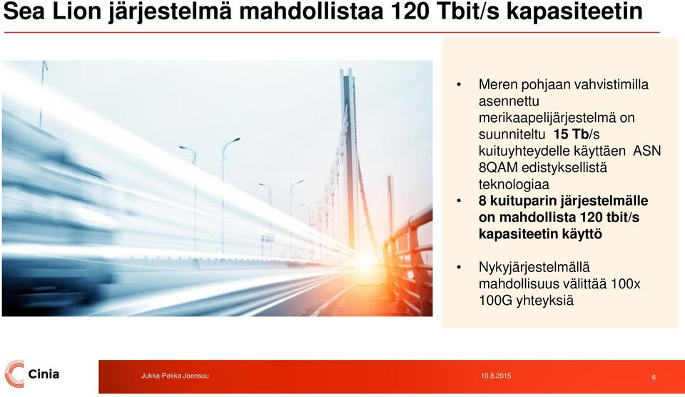 8QAM edistyksellistä teknologiaa 8 kuituparin järjestelmälle on mahdollista 120 tbit/s