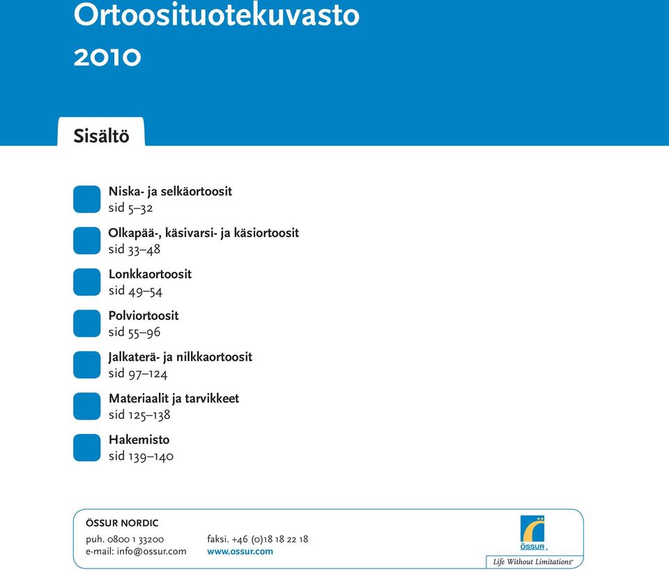 nilkkaortoosit sid 97 124 Materiaalit ja tarvikkeet sid 125 138 Hakemisto sid 139 140