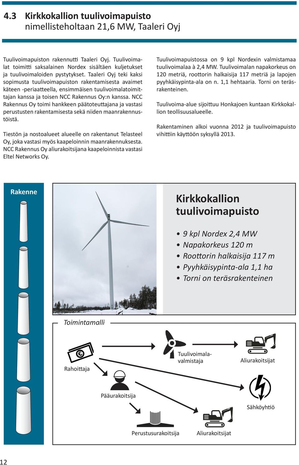 Taaleri Oyj teki kaksi sopimusta tuulivoimapuiston rakentamisesta avaimet käteen -periaatteella, ensimmäisen tuulivoimalatoimittajan kanssa ja toisen NCC Rakennus Oy:n kanssa.