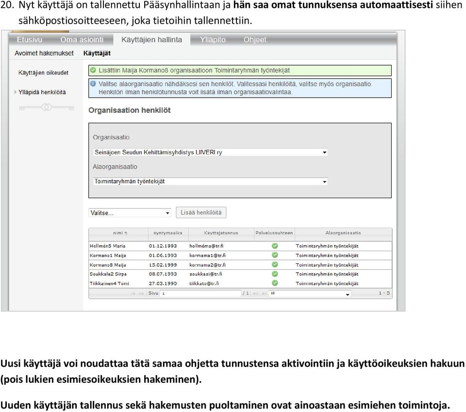 Uusi käyttäjä voi noudattaa tätä samaa ohjetta tunnustensa aktivointiin ja käyttöoikeuksien