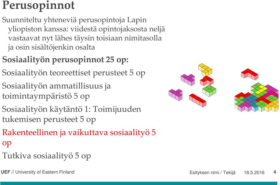 teoreettiset perusteet 5 op Sosiaalityön ammatillisuus ja toimintaympäristö 5 op Sosiaalityön käytäntö 1: Toimijuuden