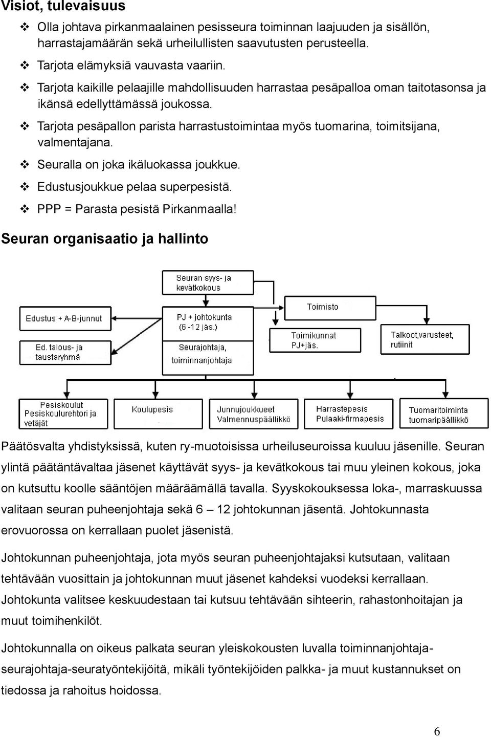 Tarjota pesäpallon parista harrastustoimintaa myös tuomarina, toimitsijana, valmentajana. Seuralla on joka ikäluokassa joukkue. Edustusjoukkue pelaa superpesistä. PPP = Parasta pesistä Pirkanmaalla!