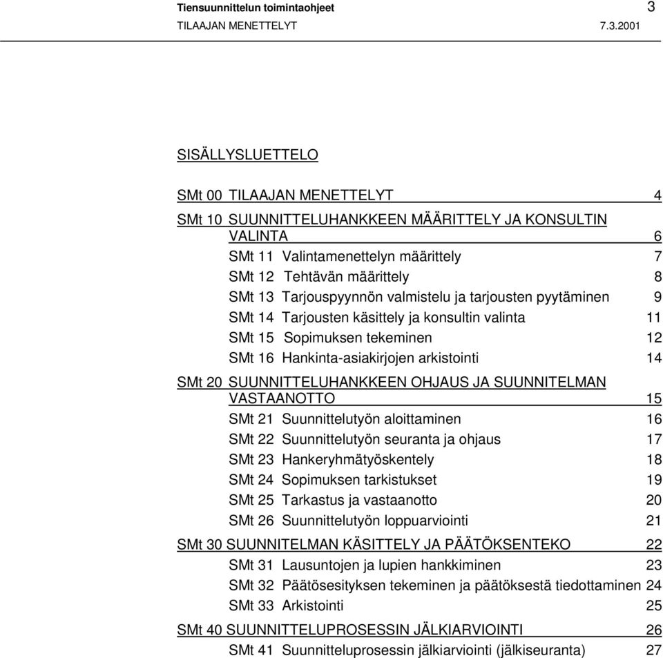 SMt 20 SUUNNITTELUHANKKEEN OHJAUS JA SUUNNITELMAN VASTAANOTTO 15 SMt 21 Suunnittelutyön aloittaminen 16 SMt 22 Suunnittelutyön seuranta ja ohjaus 17 SMt 23 Hankeryhmätyöskentely 18 SMt 24 Sopimuksen