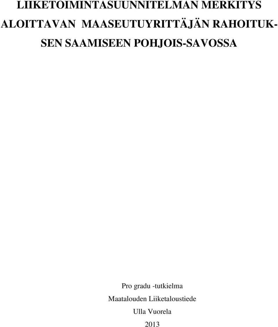 SAAMISEEN POHJOIS-SAVOSSA Pro gradu