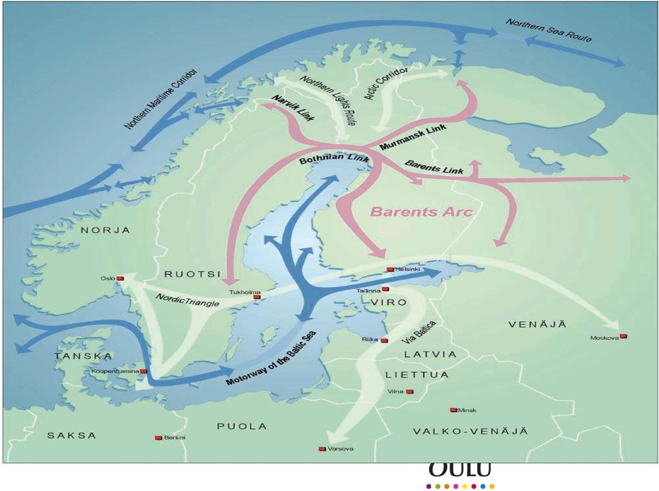 Oulu on Barentsin alueen monipuolisin kulttuuri kaupunki. Perämeren kaaren asukasluku on noin 700 000 kahden valtion rannoilla.