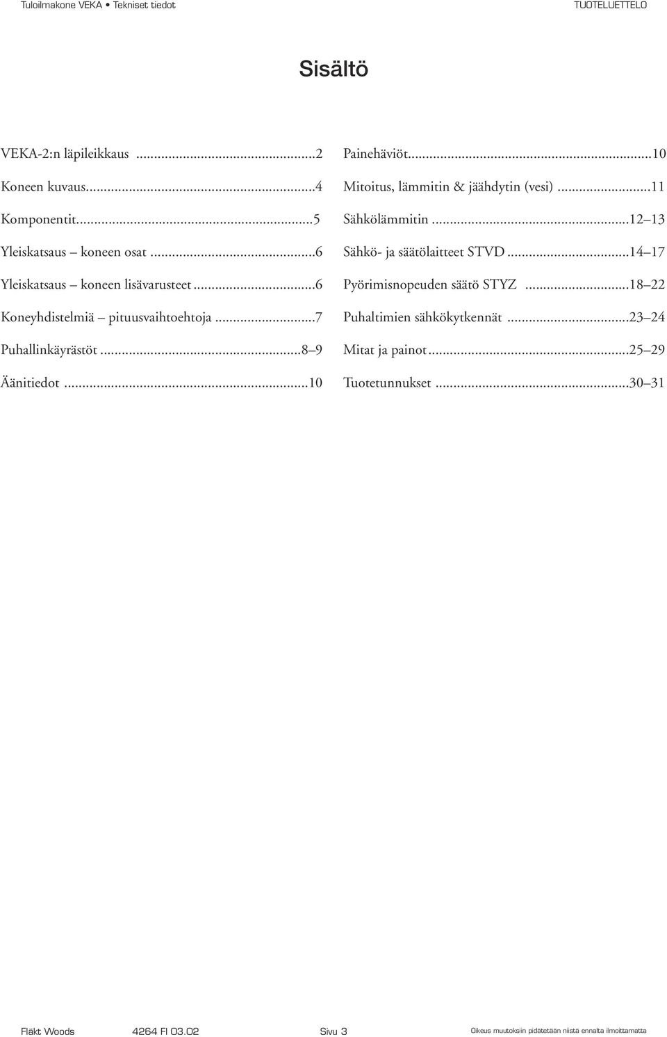..10 Painehäviöt...10 Mitoitus, lämmitin & jäähdytin (vesi)...11 Sähkölämmitin...12 13 Sähkö- ja säätölaitteet STVD.