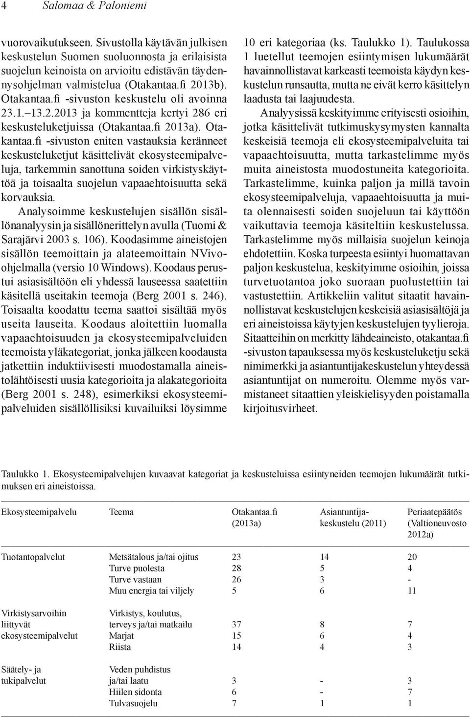 fi -sivuston keskustelu oli avoinna 23.1. 13.2.2013 ja kommentteja kertyi 286 eri keskusteluketjuissa (Otakantaa.fi 2013a). Otakantaa.