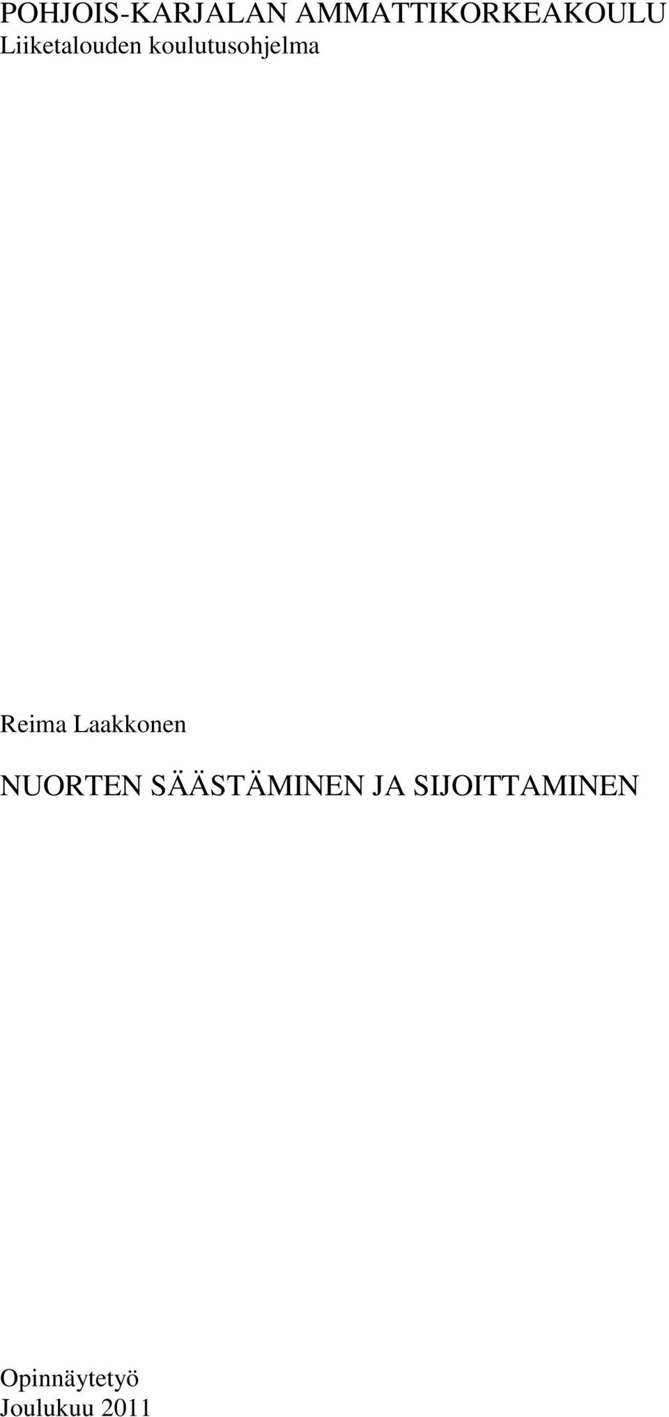 Laakkonen NUORTEN SÄÄSTÄMINEN JA