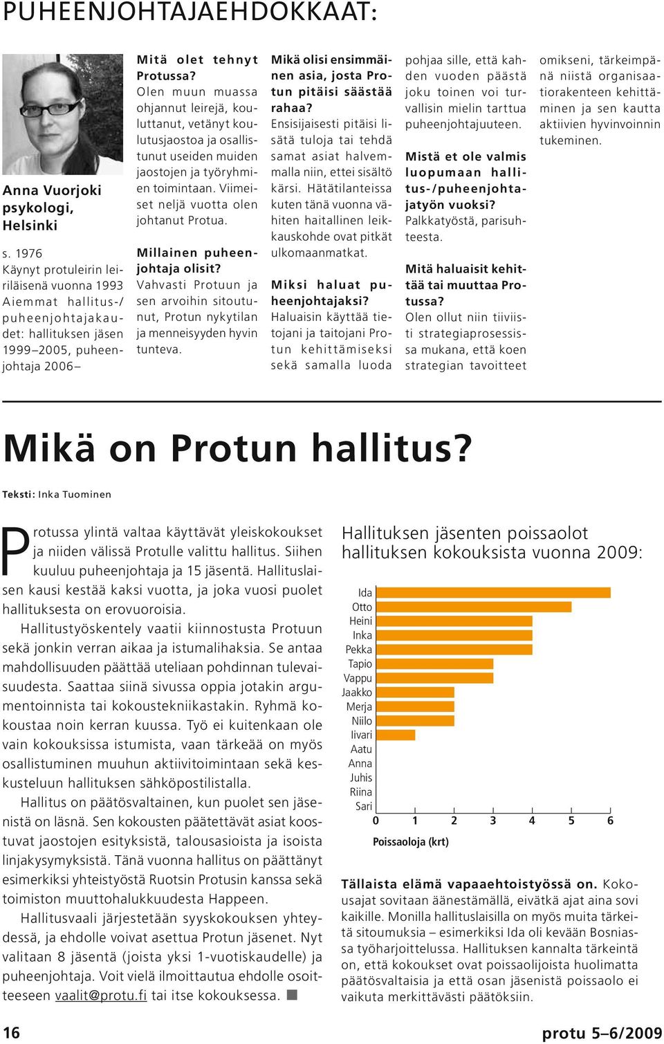 Olen muun muassa ohjannut leirejä, kouluttanut, vetänyt koulutusjaostoa ja osallistunut useiden muiden jaostojen ja työryhmien toimintaan. Viimeiset neljä vuotta olen johtanut Protua.