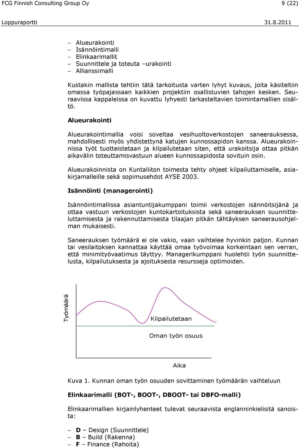 työpajassaan kaikkien projektiin osallistuvien tahojen kesken. Seuraavissa kappaleissa on kuvattu lyhyesti tarkasteltavien toimintamallien sisältö.