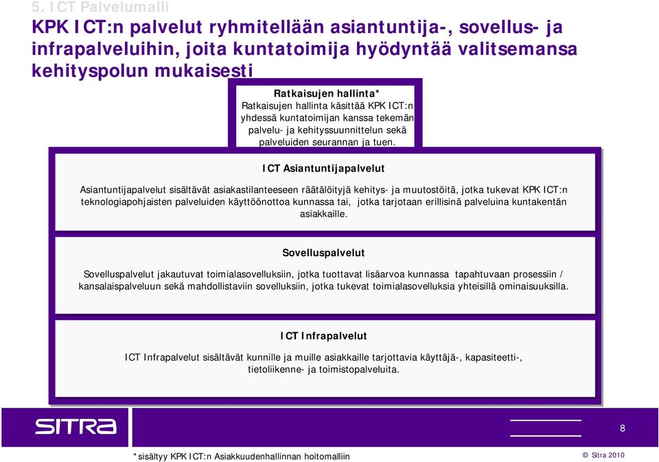 ICT Asiantuntijapalvelut Asiantuntijapalvelut sisältävät asiakastilanteeseen räätälöityjä kehitys- ja muutostöitä, jotka tukevat KPK ICT:n teknologiapohjaisten palveluiden käyttöönottoa kunnassa tai,