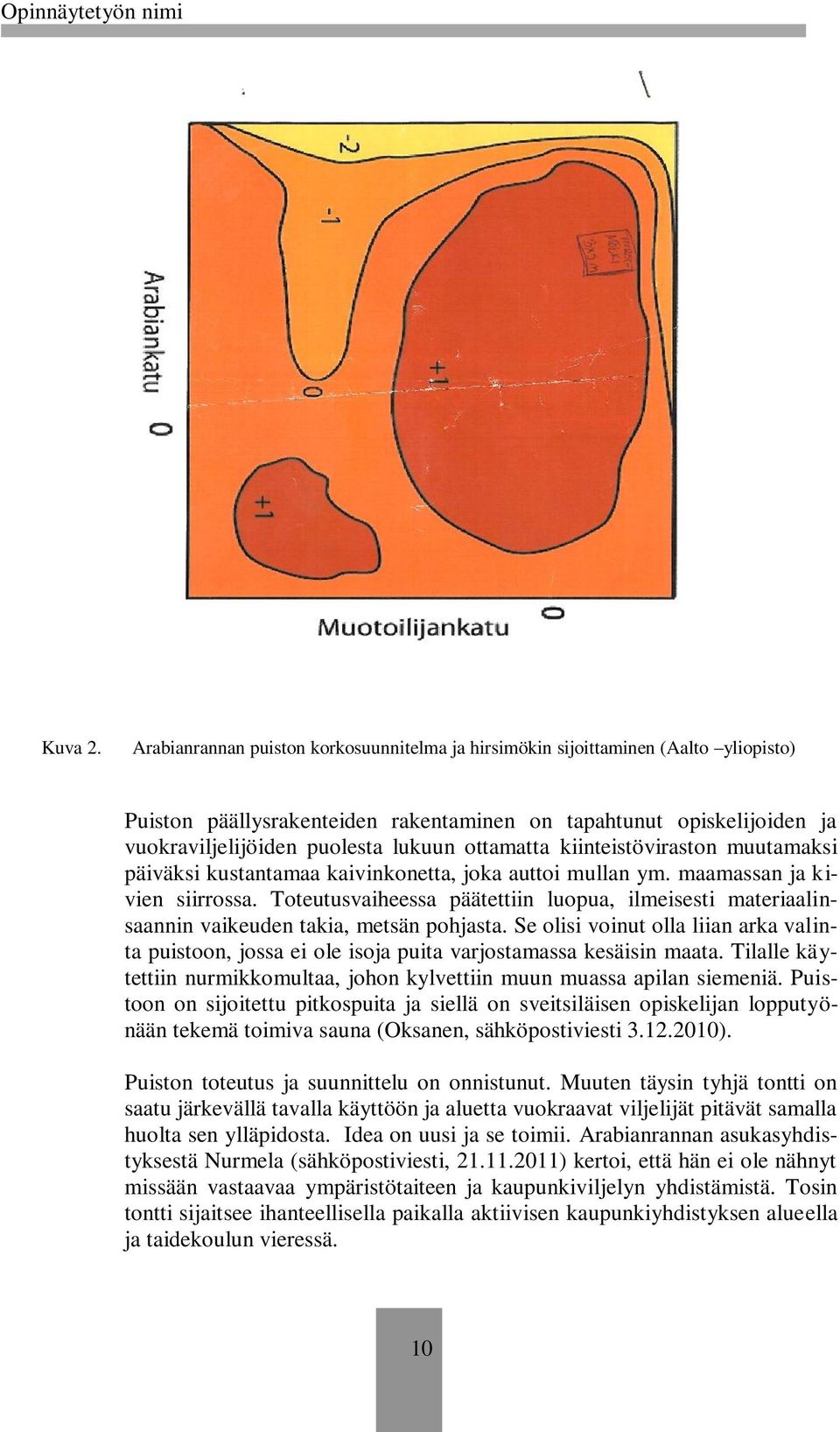 ottamatta kiinteistöviraston muutamaksi päiväksi kustantamaa kaivinkonetta, joka auttoi mullan ym. maamassan ja kivien siirrossa.