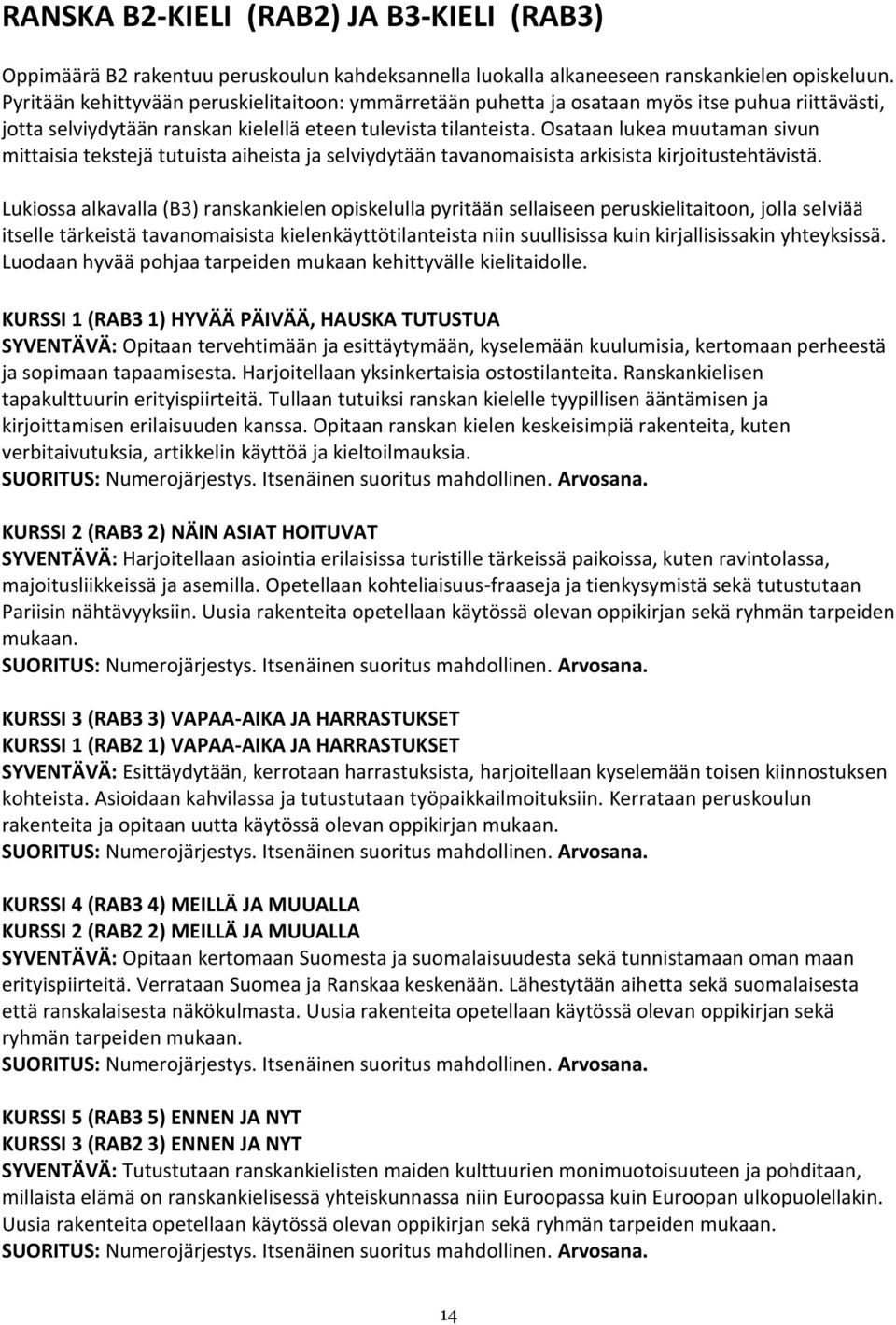 Osataan lukea muutaman sivun mittaisia tekstejä tutuista aiheista ja selviydytään tavanomaisista arkisista kirjoitustehtävistä.