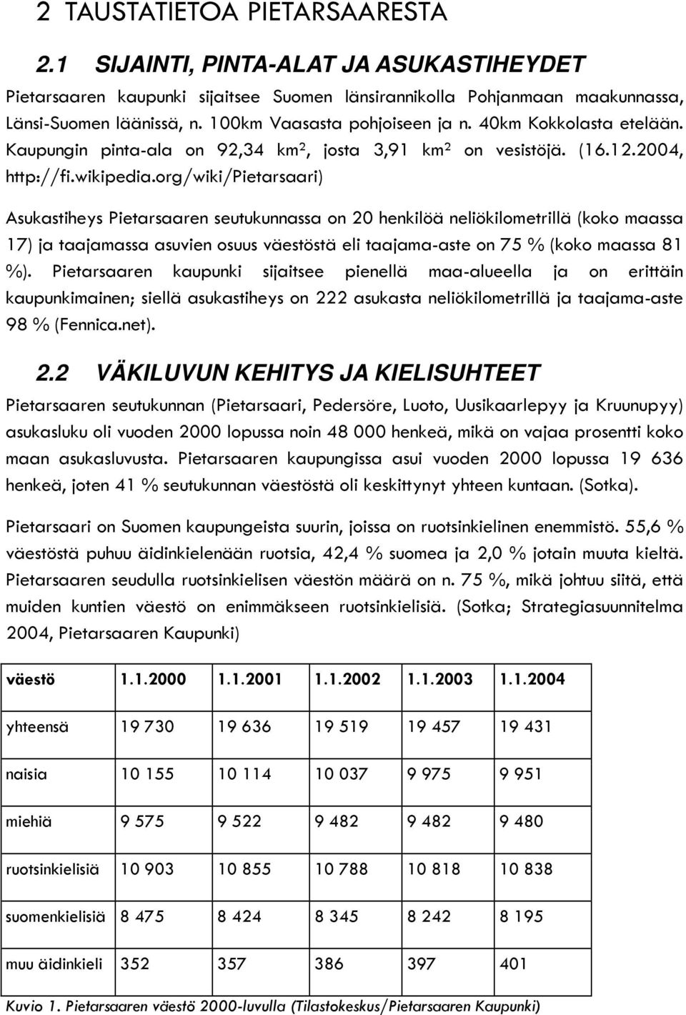 org/wiki/pietarsaari) Asukastiheys Pietarsaaren seutukunnassa on 20 henkilöä neliökilometrillä (koko maassa 17) ja taajamassa asuvien osuus väestöstä eli taajama-aste on 75 % (koko maassa 81 %).