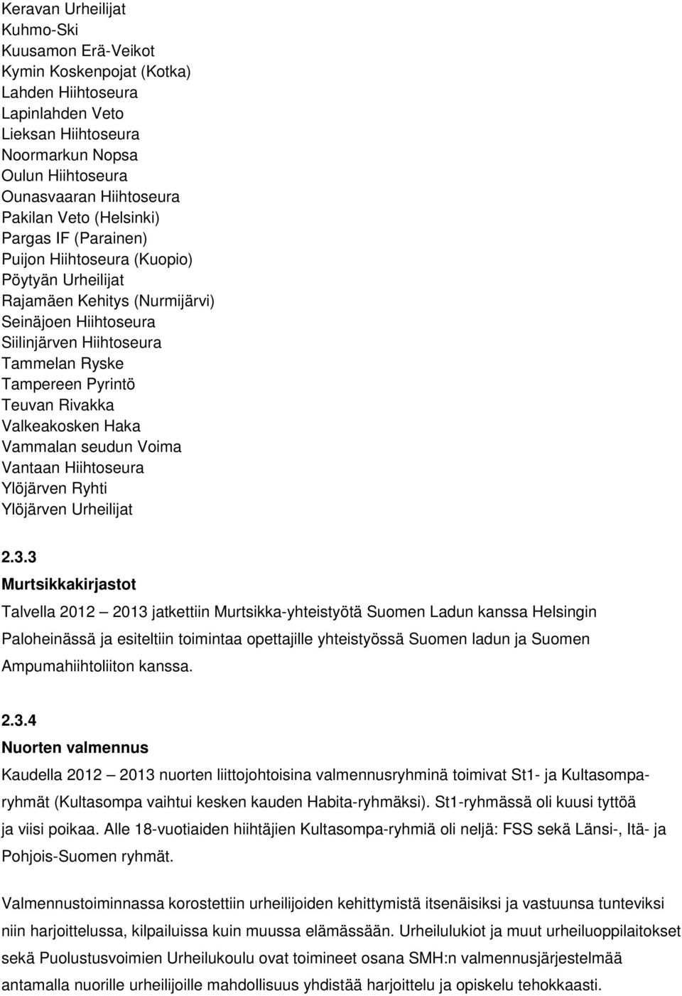 Teuvan Rivakka Valkeakosken Haka Vammalan seudun Voima Vantaan Hiihtoseura Ylöjärven Ryhti Ylöjärven Urheilijat 2.3.