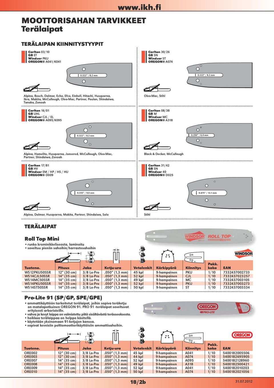 A095/K095 Oleo-Mac, Stihl Carlton 08/38 GB M Windsor MC OREGON A318 0.3 / 8, mm 0.