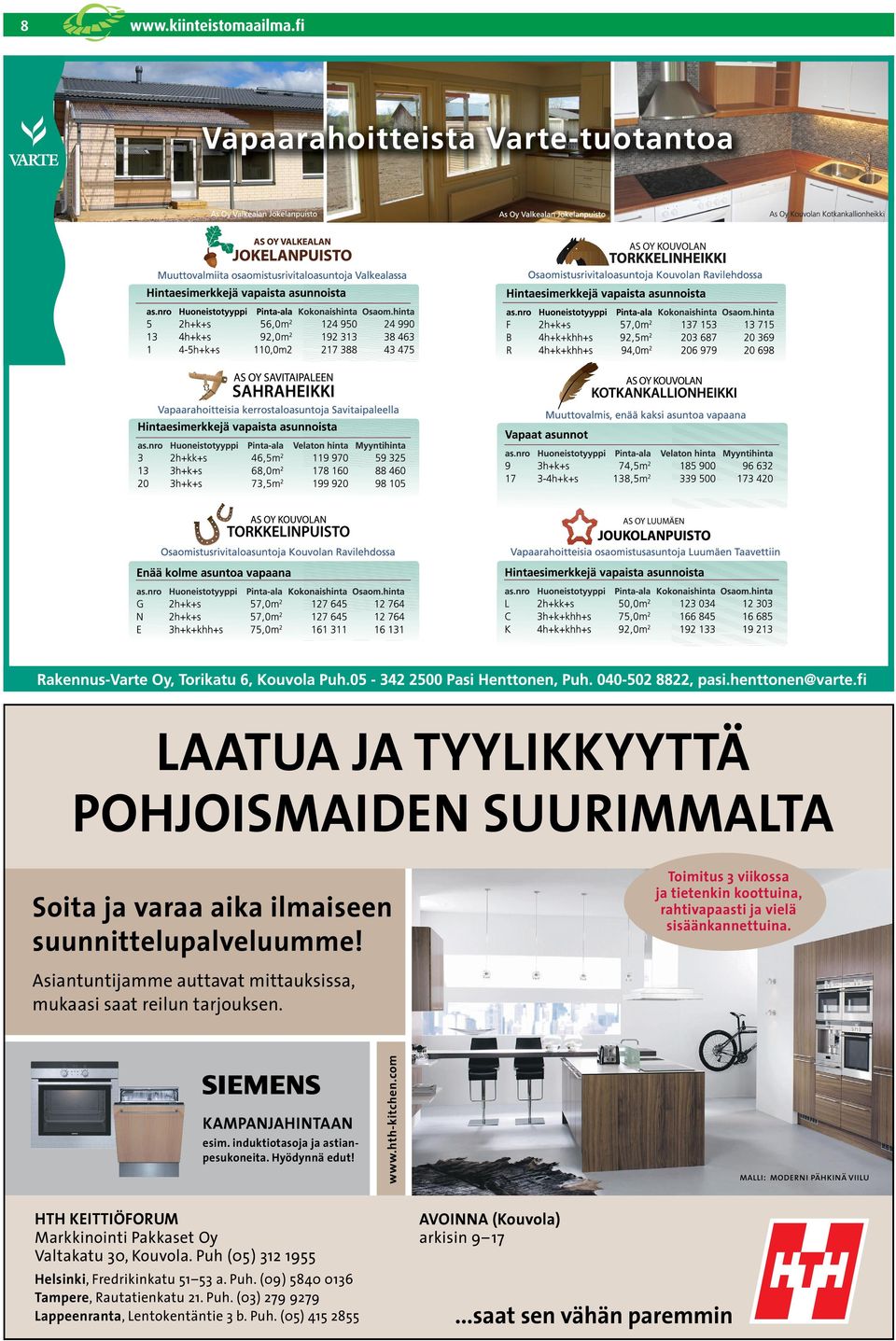 KAMPANJAHINTAAN esim. induktiotasoja ja astianpesukoneita. Hyödynnä edut! www.hth-kitchen.