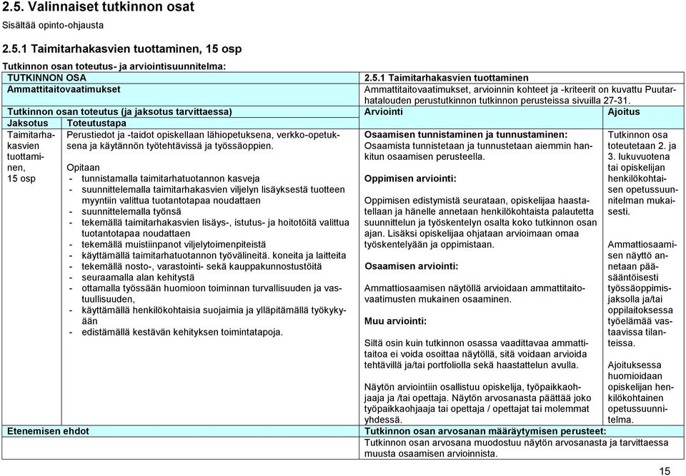 ja käytännön työtehtävissä ja työssäoppien. Osaamisen tunnistaminen ja tunnustaminen: Osaamista tunnistetaan ja tunnustetaan aiemmin hankitun osaamisen perusteella.